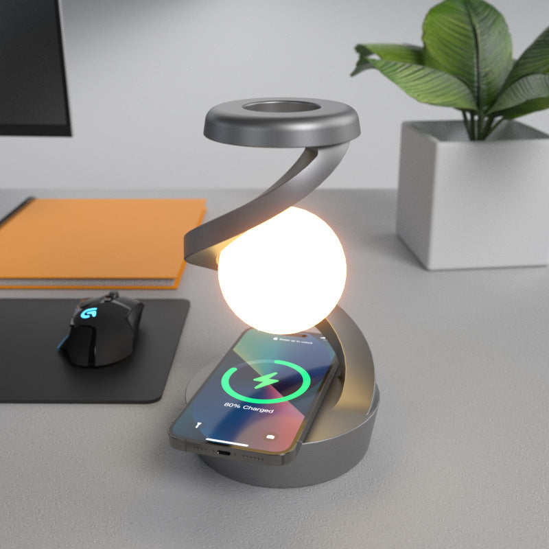 Rotating Moon Wireless Charging Desk Lamp – Sensor Control Night Light