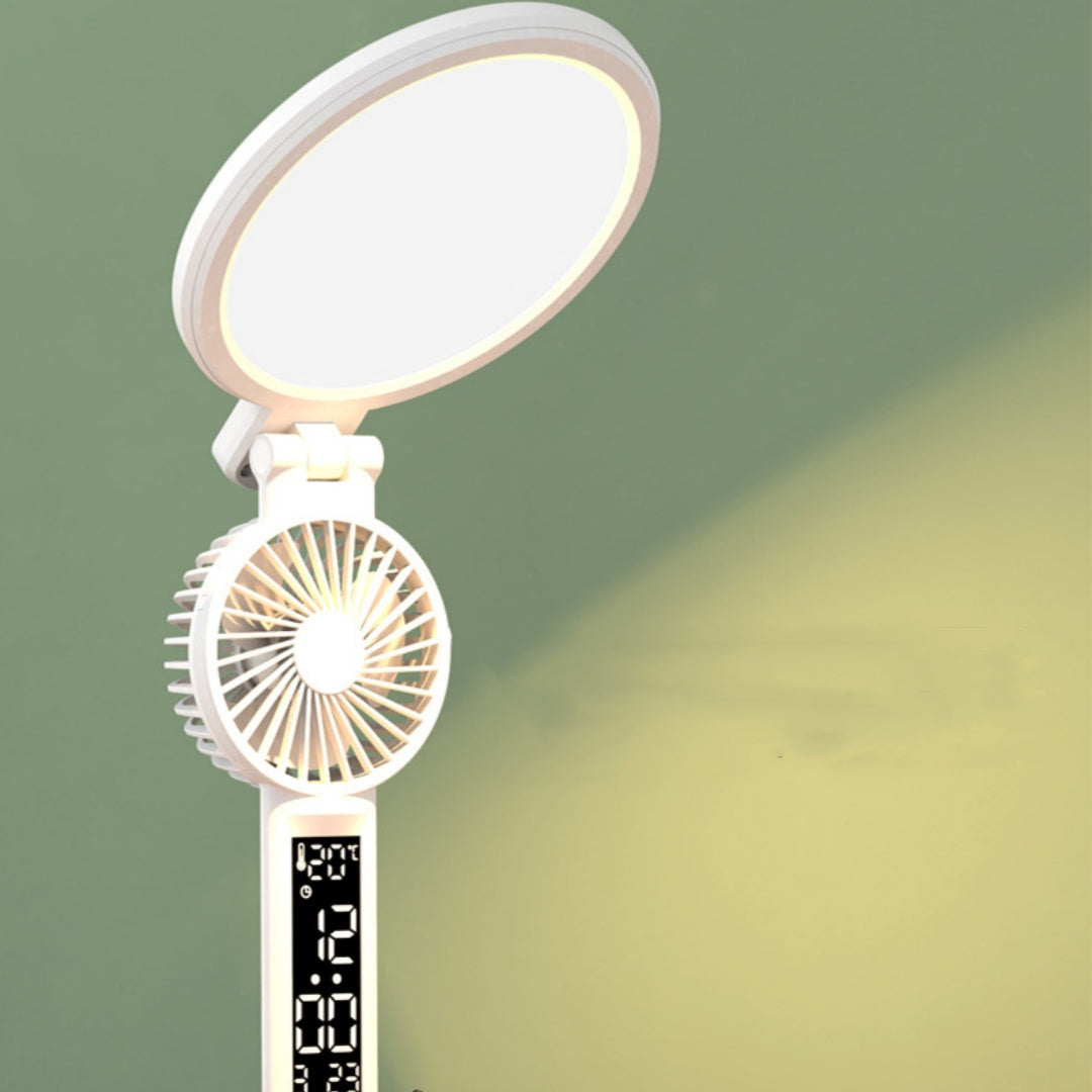 Foldable LED Desk Lamp with Clock and Pen Holder – USB Rechargeable Multifunction Office Light