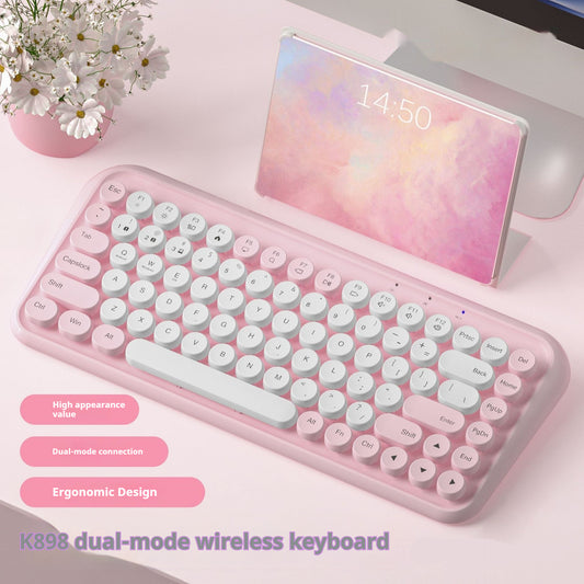 Dual-Mode Wireless Bluetooth Portable Keyboard with Silent Keys