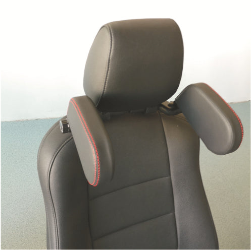 Adjustable Car Headrest Pillow with Side Support – Ergonomic Leather Memory Foam Neck Cushion for Travel & Sleeping Comfort