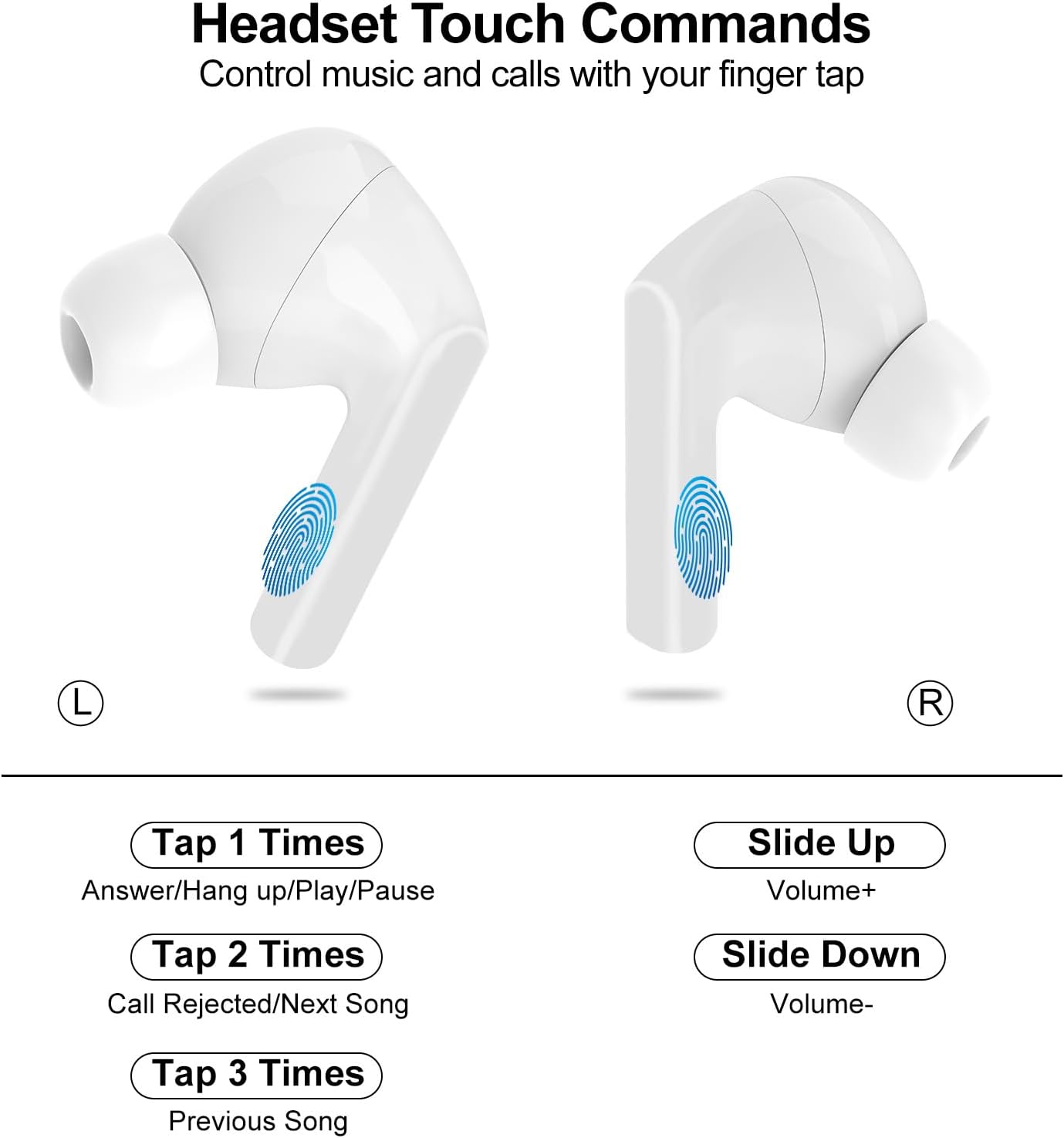 Wireless Bluetooth Earbuds with Noise-Cancelling & Touch Controls