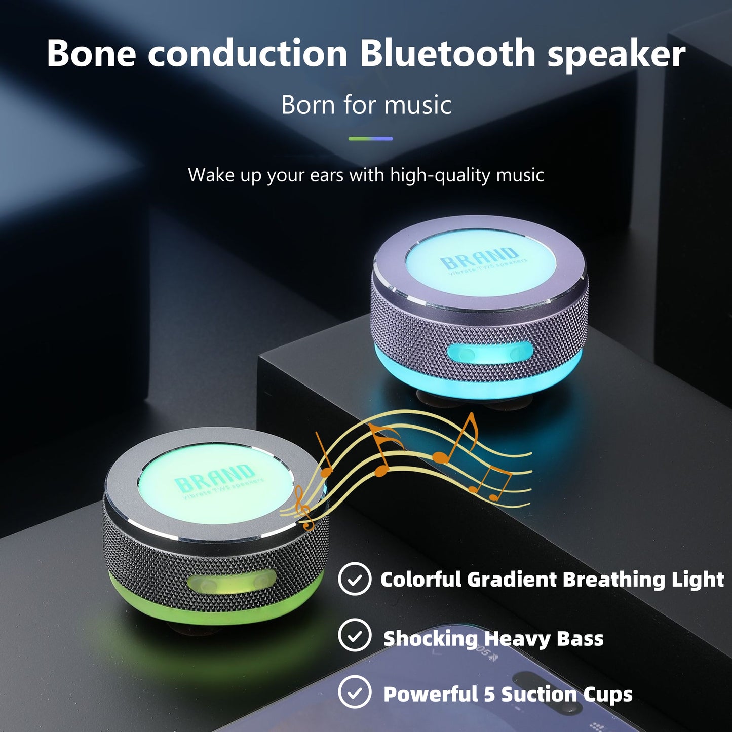 Portable Bluetooth Bone Conduction Speaker – RGB Light Vibration Audio System