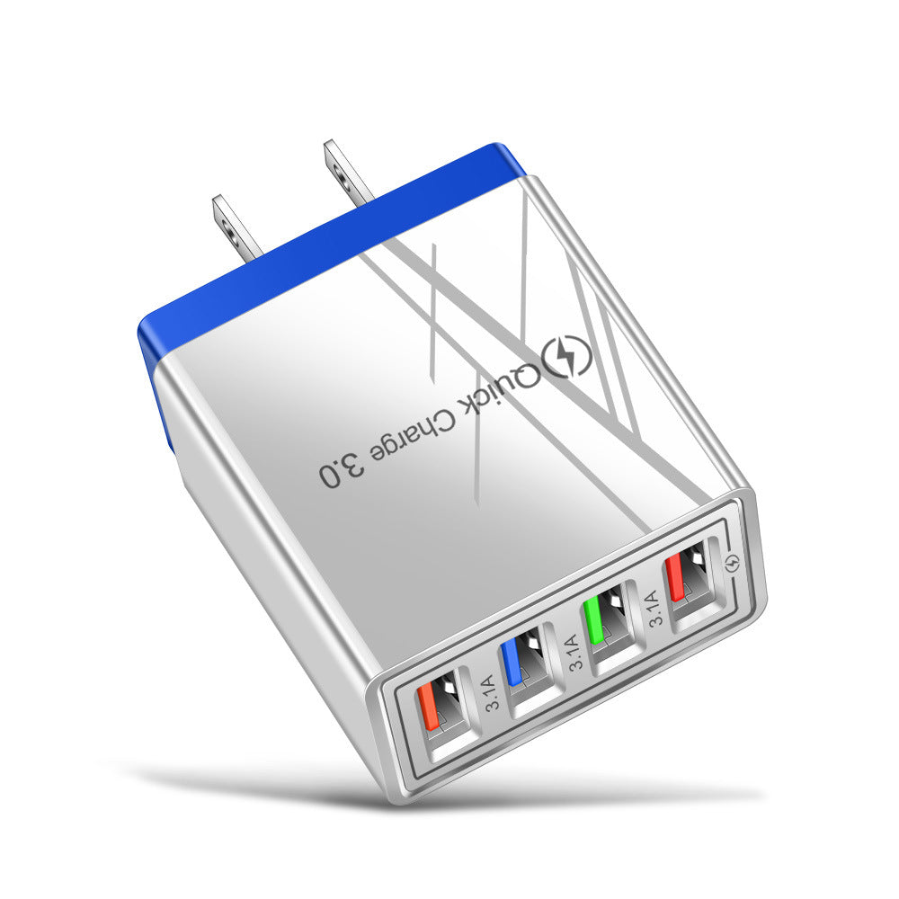4-Port USB Wall Charger Quick Charge 3.0 – Fast Charging Multi Device Power Adapter for Phone, Tablet & Travel Use